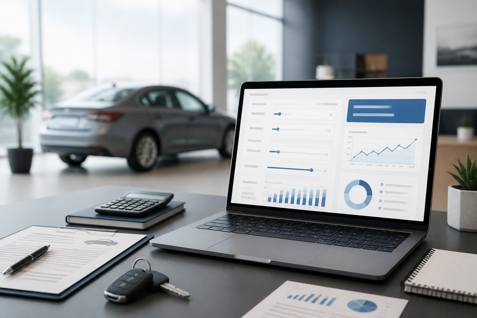 Auto loan calculator showing estimated car payments and vehicle financing costs